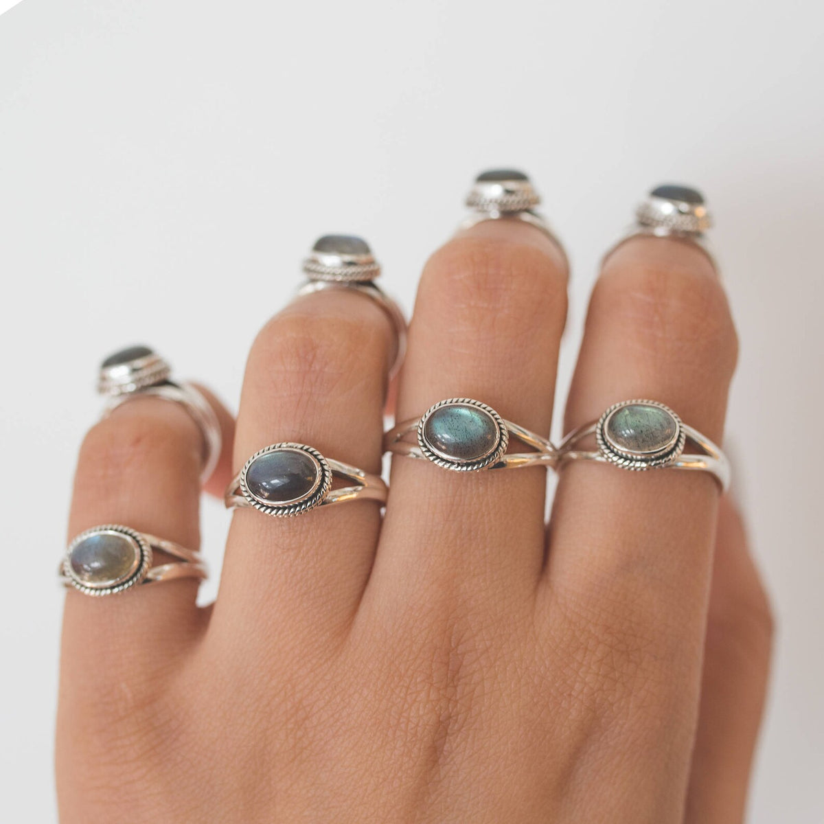 Oval Labradorite Ring, Silver Promise Ring