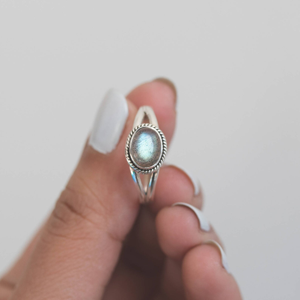 Oval Labradorite Ring, Silver Promise Ring