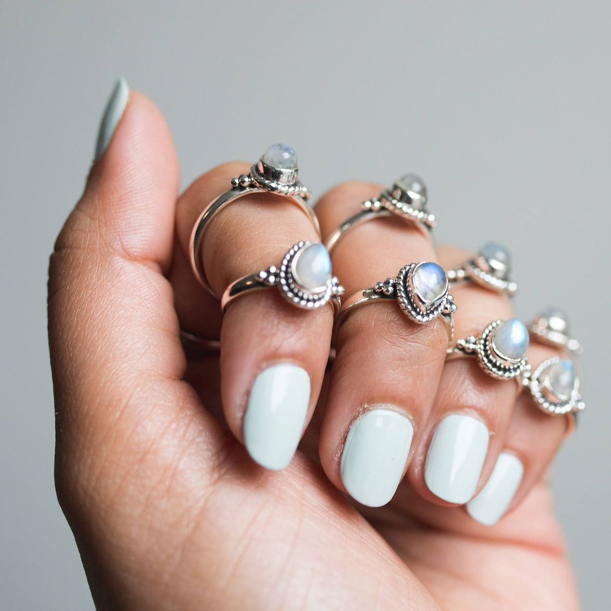 Moonstone Boho Rings, Teardrop Stone Ring