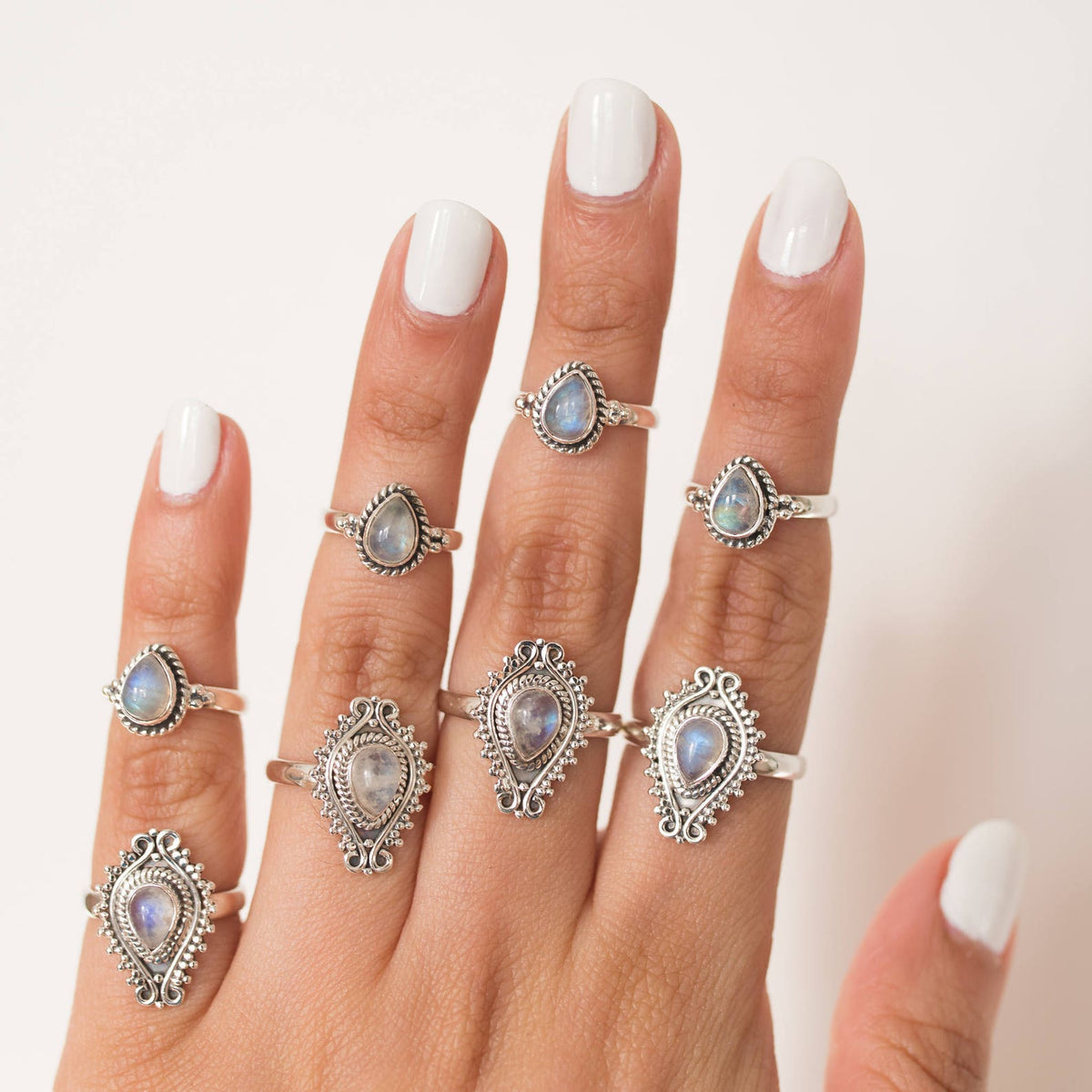 Moonstone Boho Rings, Teardrop Stone Ring