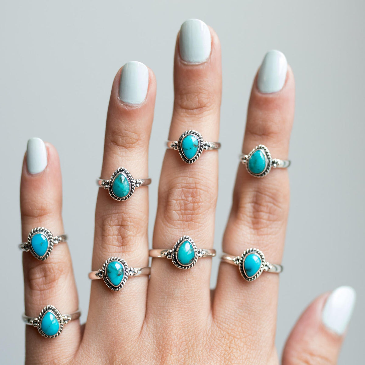 Pear Turquoise Ring, Natural Stone Ring