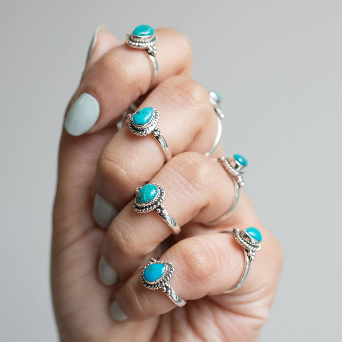 Pear Turquoise Ring, Natural Stone Ring