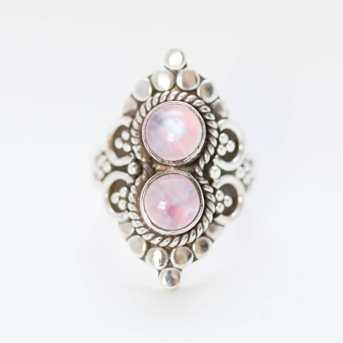 Pink Moonstone Ring, Pink Cocktail Ring