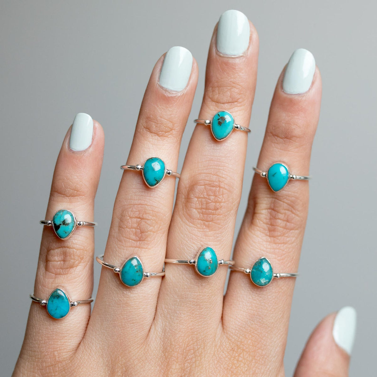 Pear Turquoise Ring, Minimalist Silver Ring