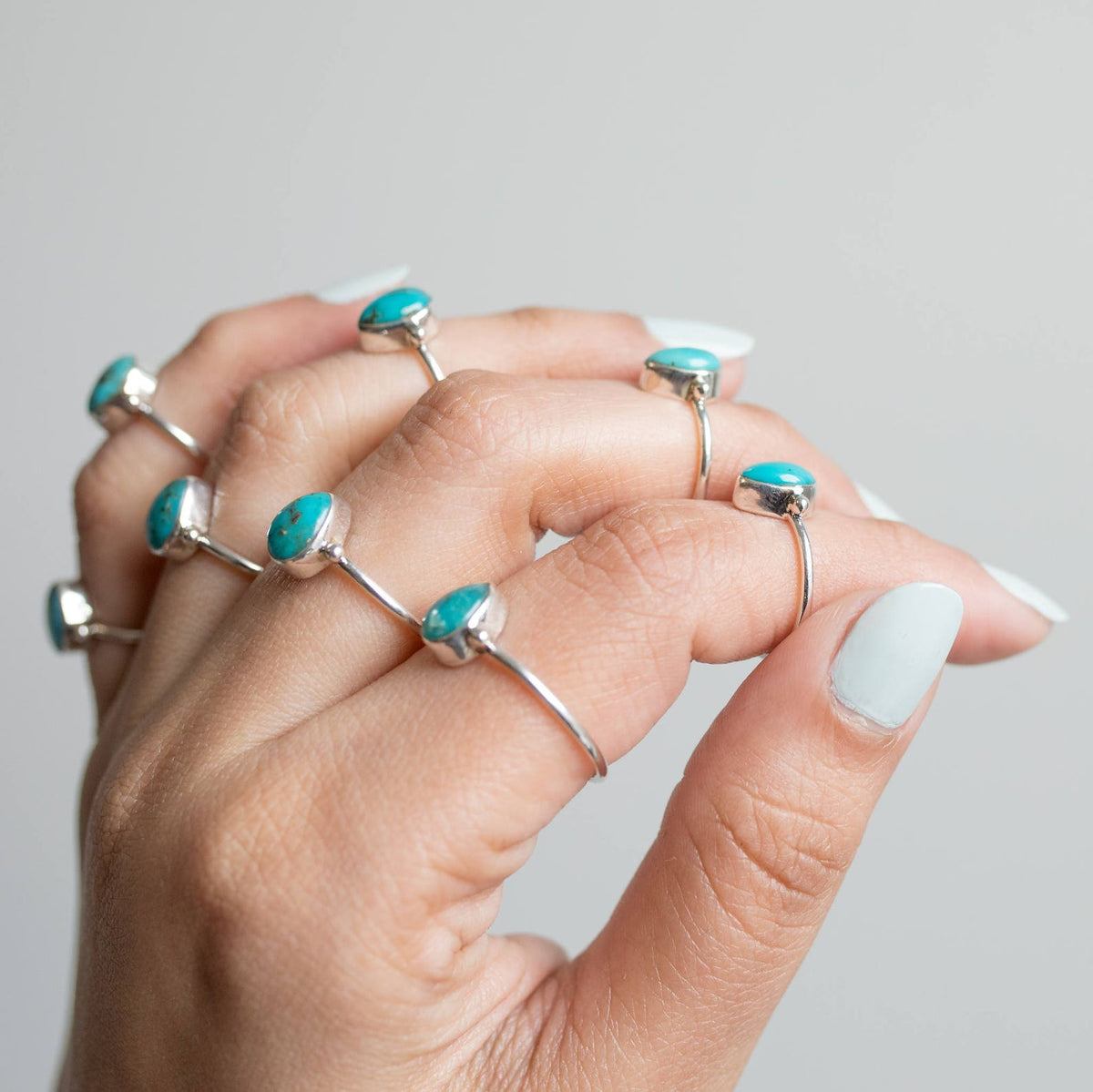 Pear Turquoise Ring, Minimalist Silver Ring