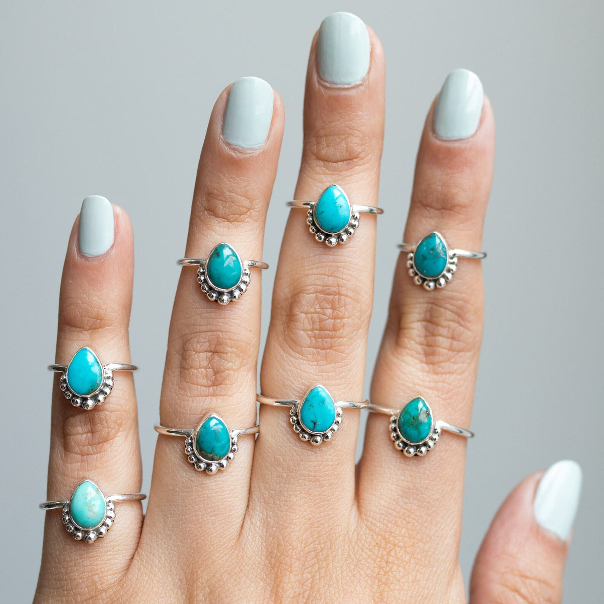 Pear Turquoise Ring, Unique Sterling Ring