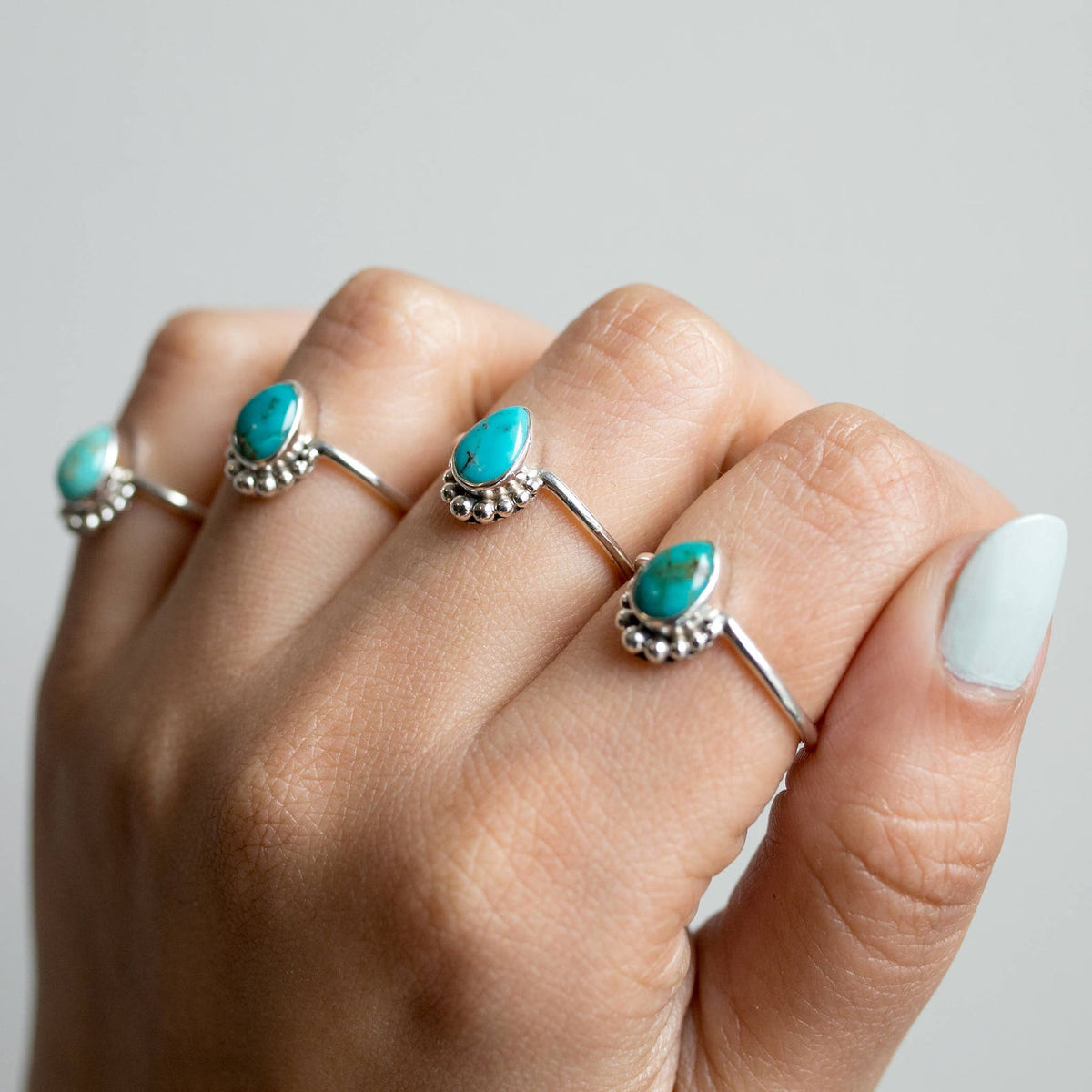 Pear Turquoise Ring, Unique Sterling Ring
