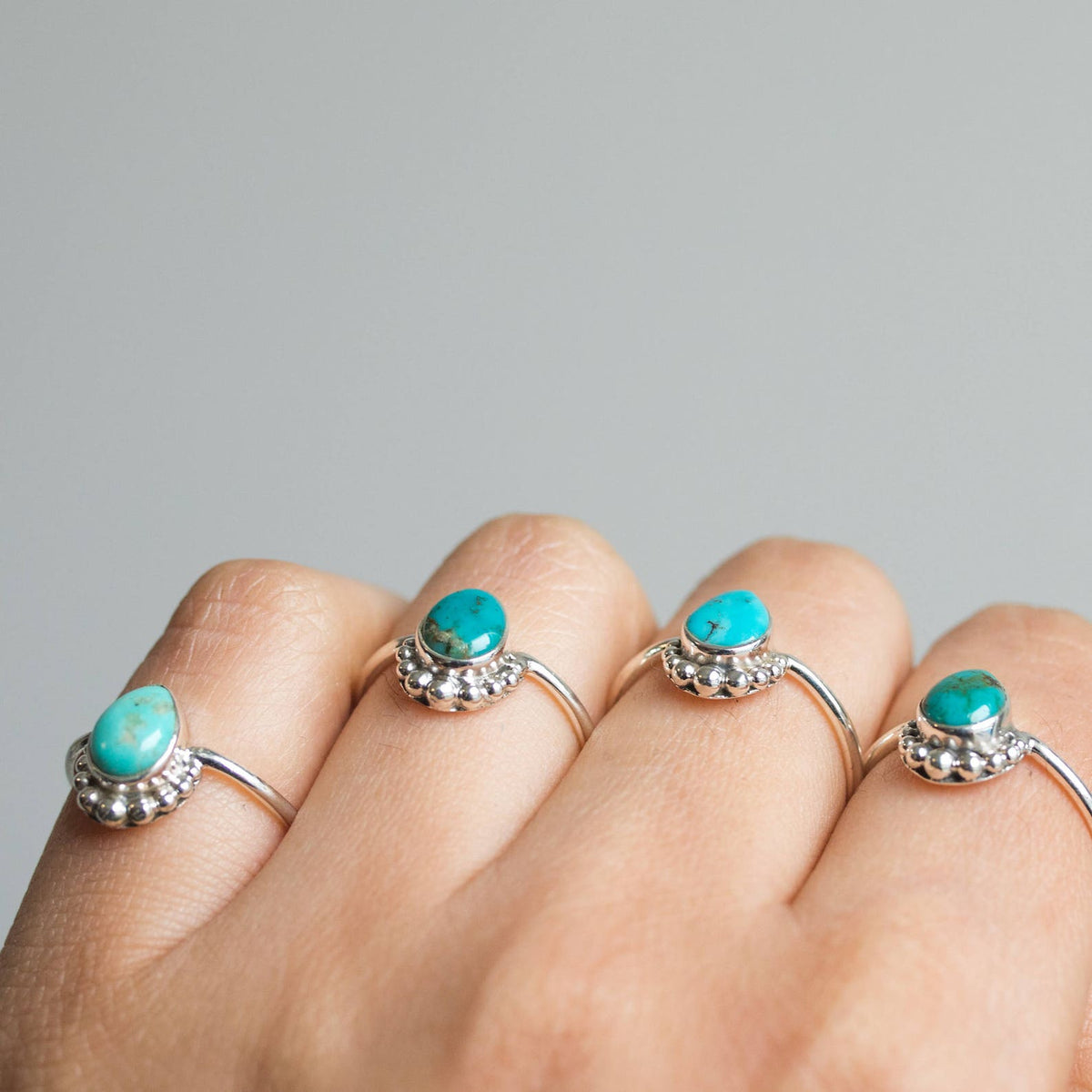 Pear Turquoise Ring, Unique Sterling Ring