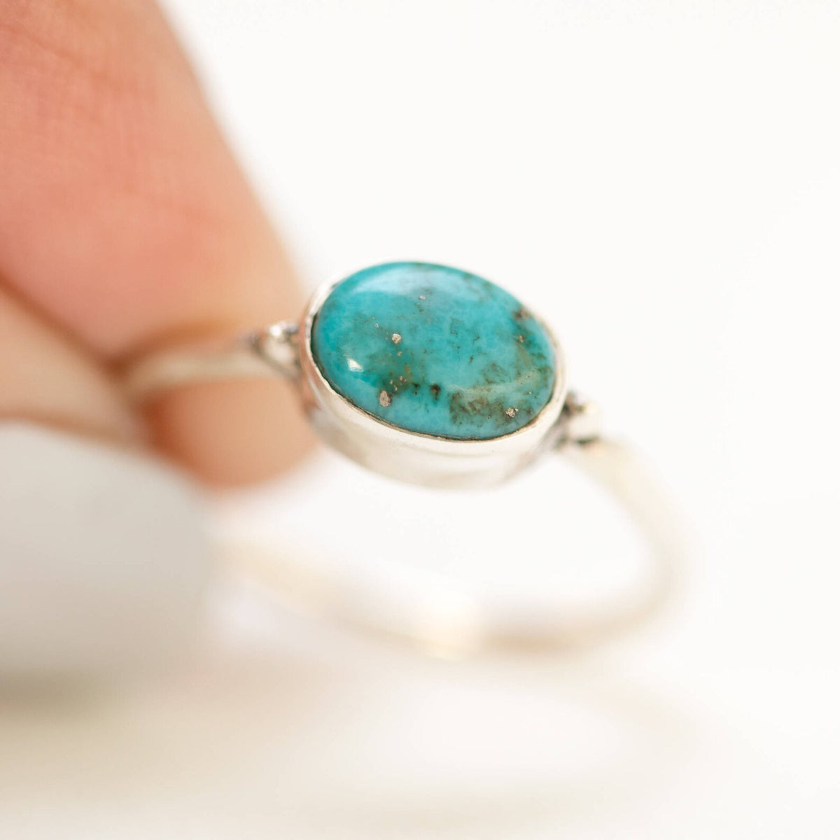 Dainty Turquoise Ring, Oval Turquoise Minimalist Ring