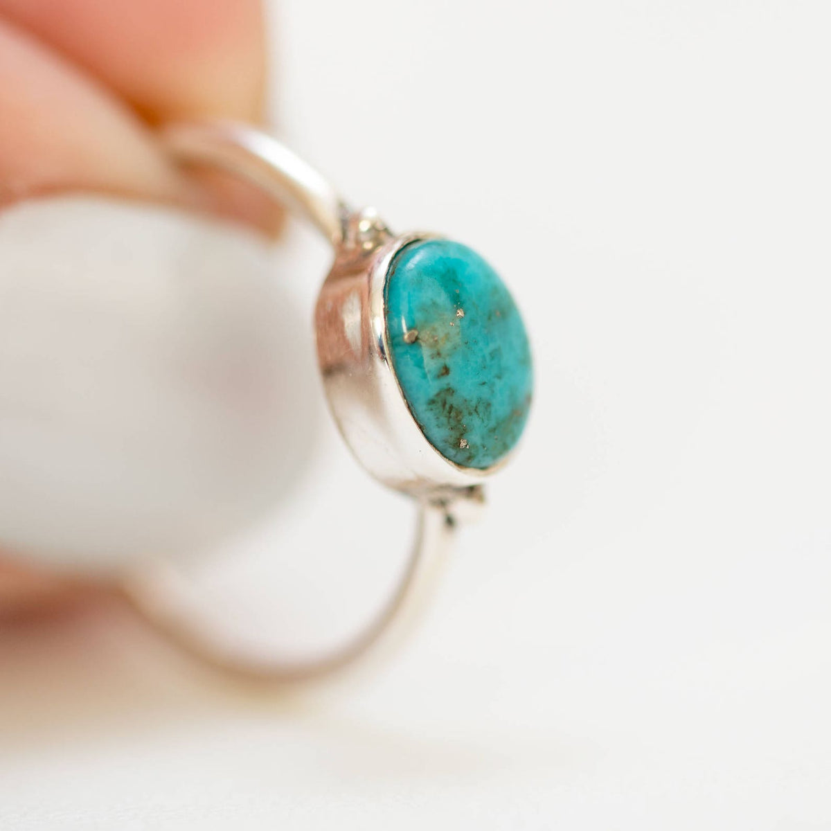 Dainty Turquoise Ring, Oval Turquoise Minimalist Ring