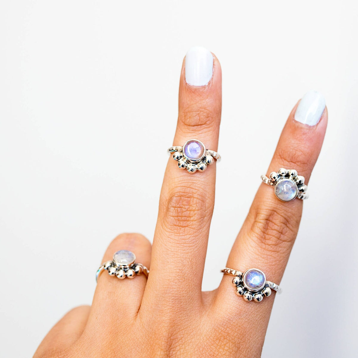 Round Moonstone Ring, Everyday Stack Ring