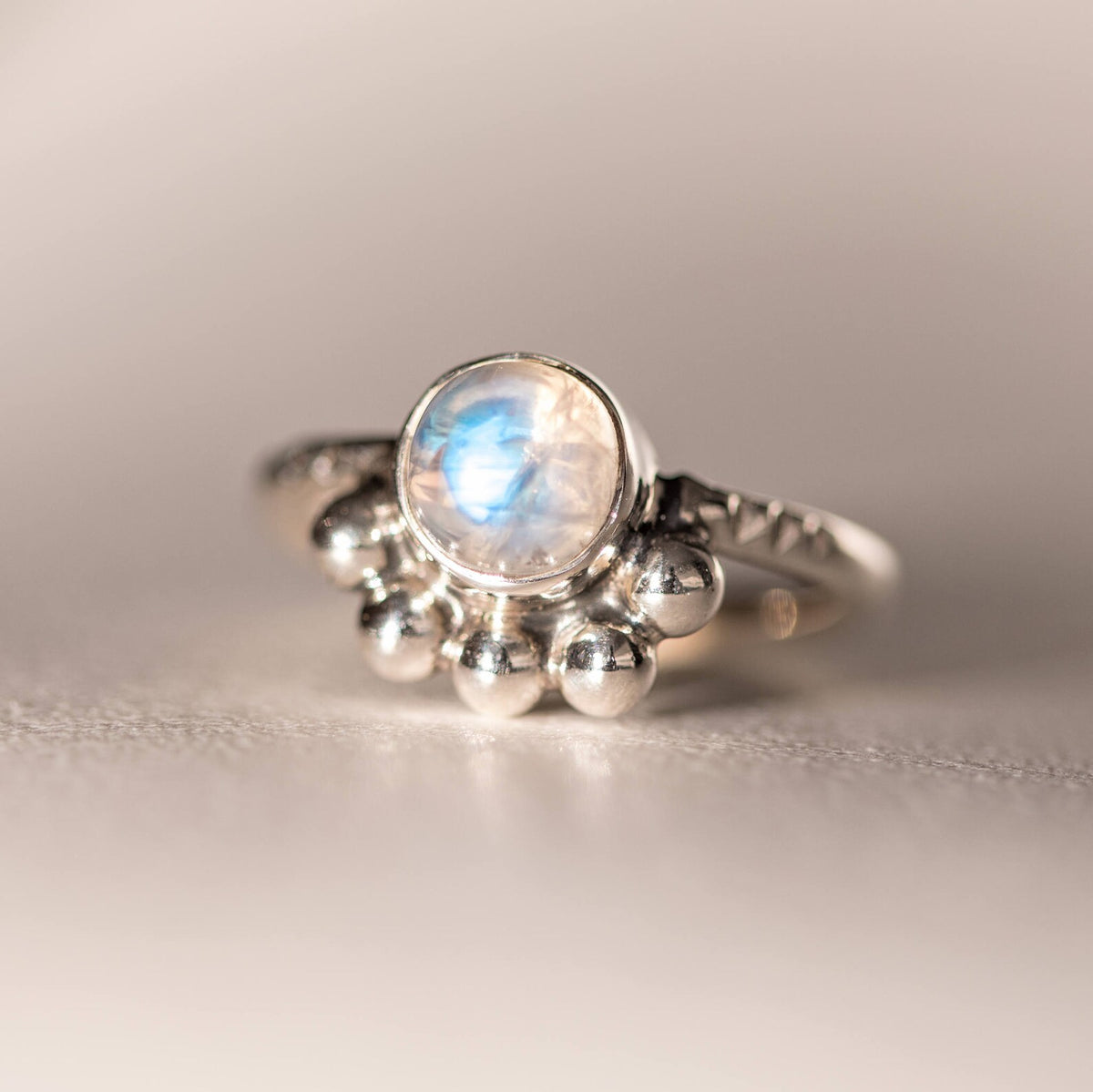 Round Moonstone Ring, Everyday Stack Ring