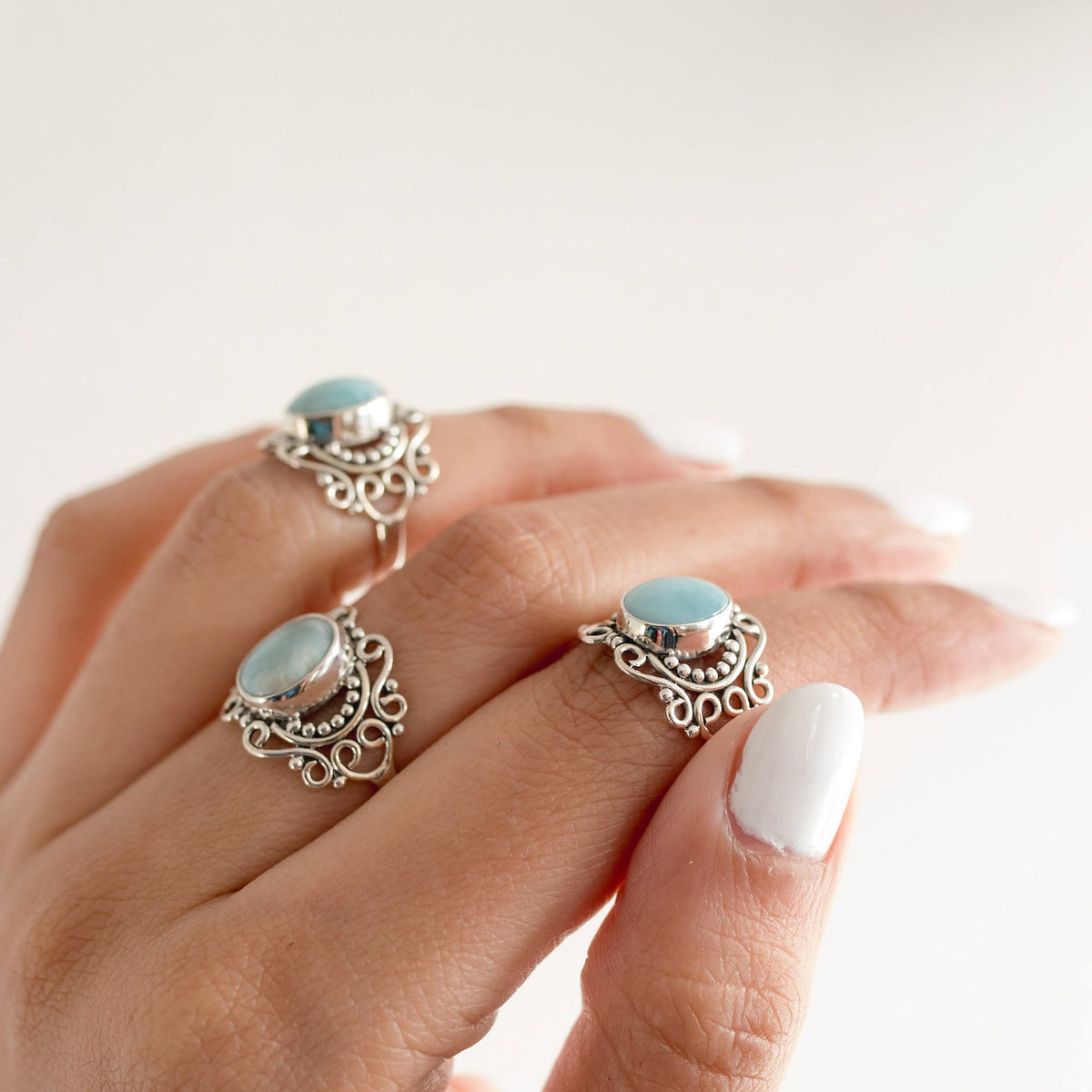 Larimar Gemstone Ring, Larimar Jewelry, Boho Ring