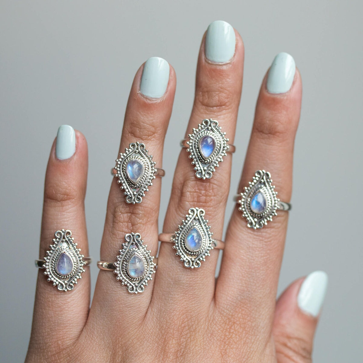 Pear Moonstone Ring, Real Silver Ring
