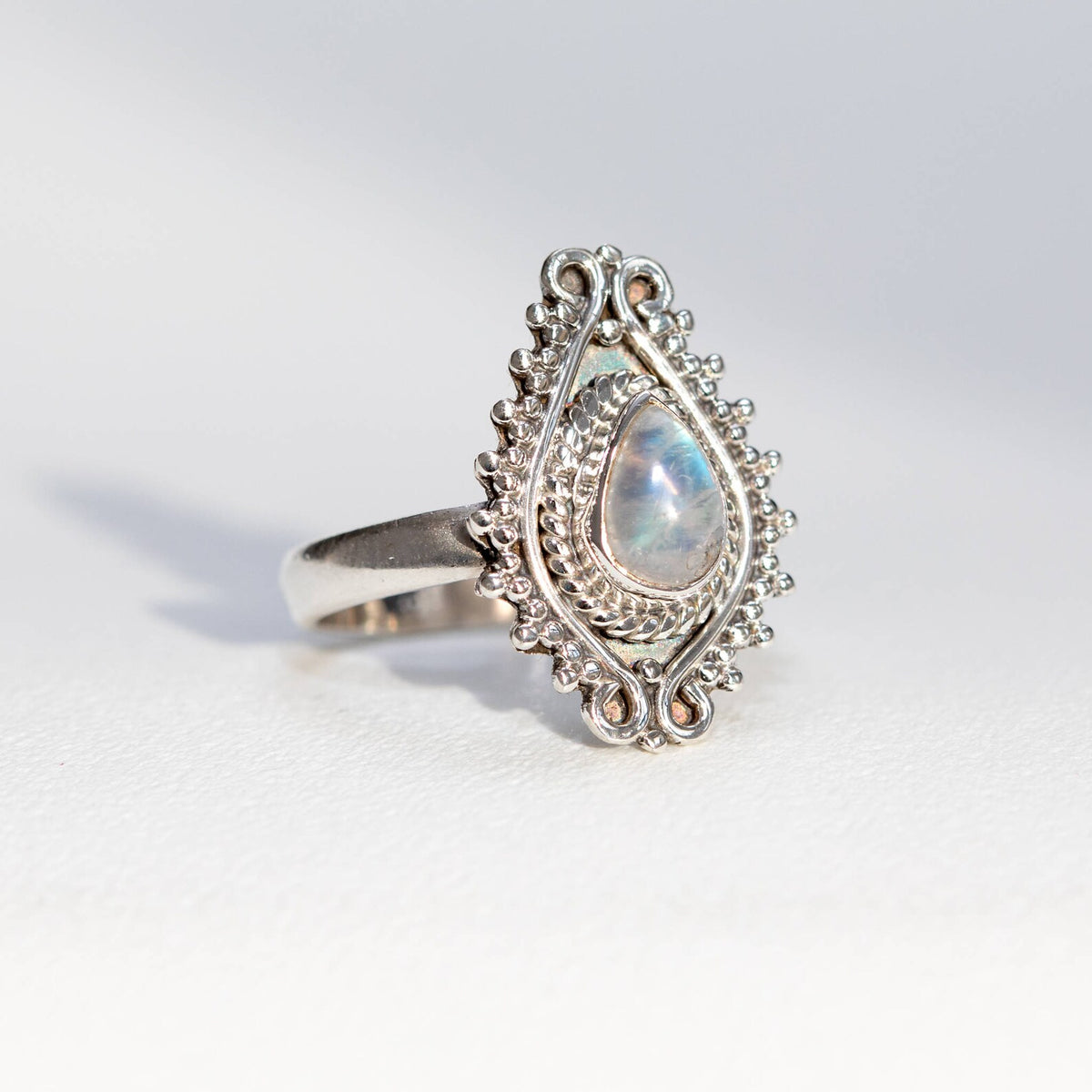 Pear Moonstone Ring, Real Silver Ring