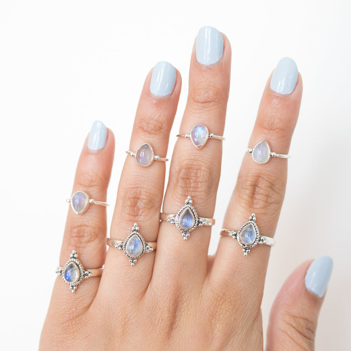 Moonstone Ring Sterling Silver, Pear Moonstone Ring
