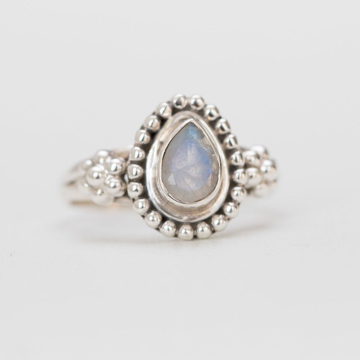 Faceted Moonstone Ring, Cut Moonstone Ring