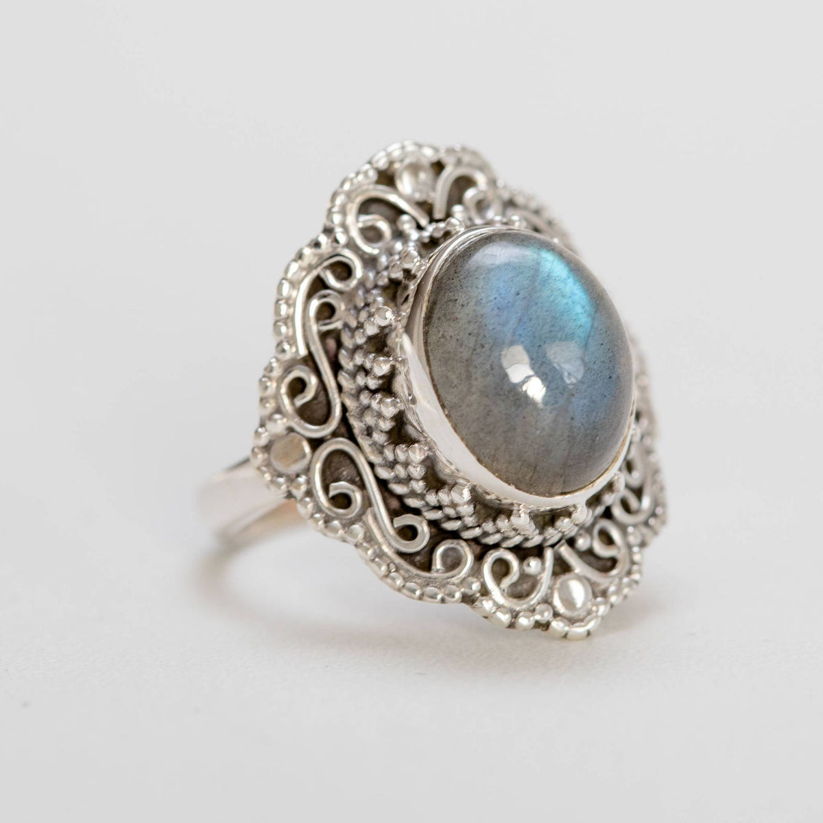 Labradorite Ring - Oval Stone Ring