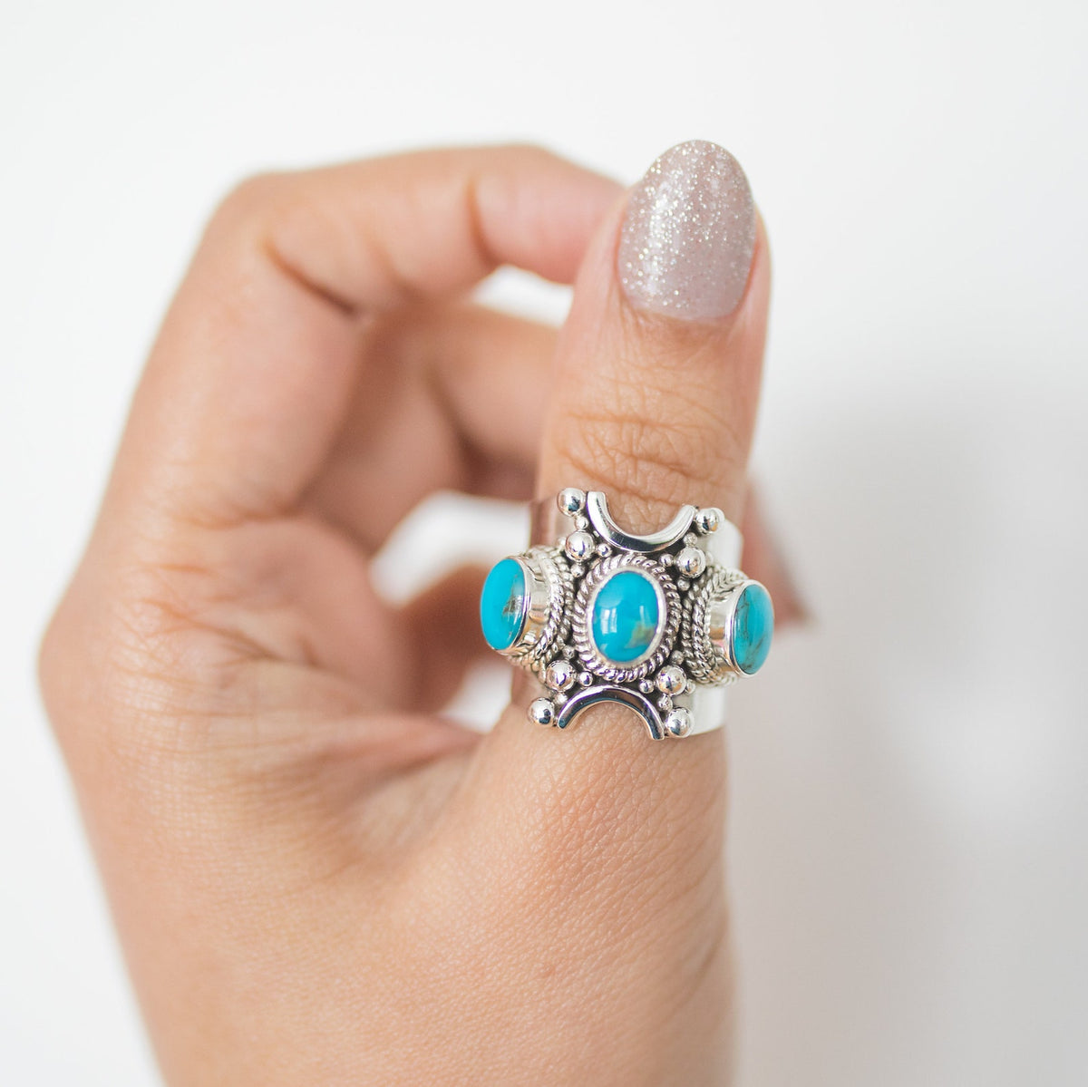 Blue Turquoise Ring, Boho Chic Rings