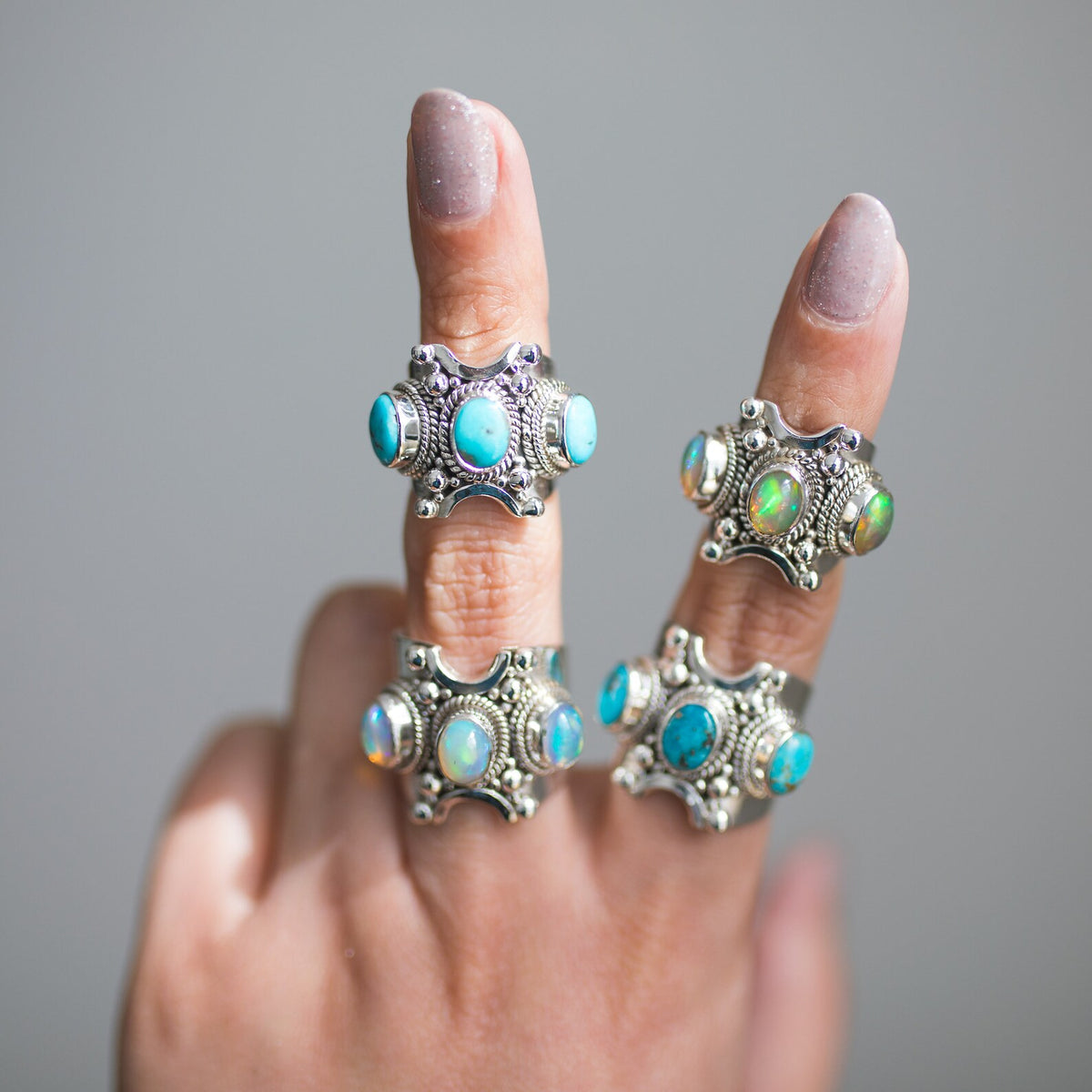 Blue Turquoise Ring, Boho Chic Rings