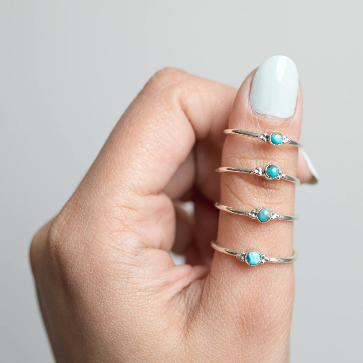 Tiny Turquoise Ring, Round Turquoise Ring