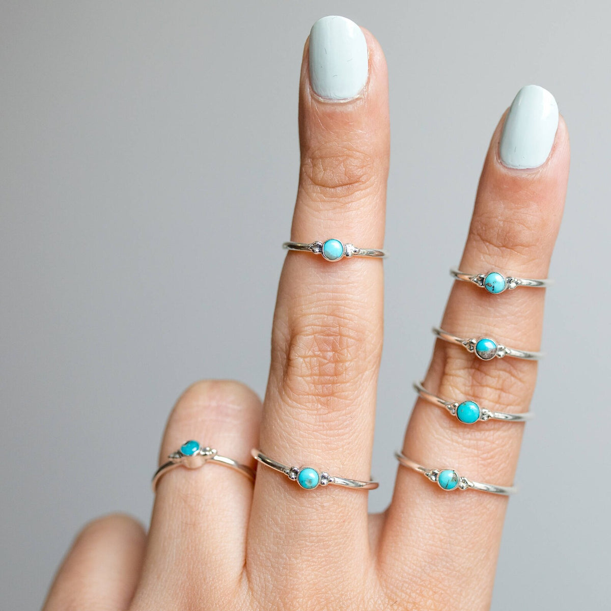 Tiny Turquoise Ring, Round Turquoise Ring