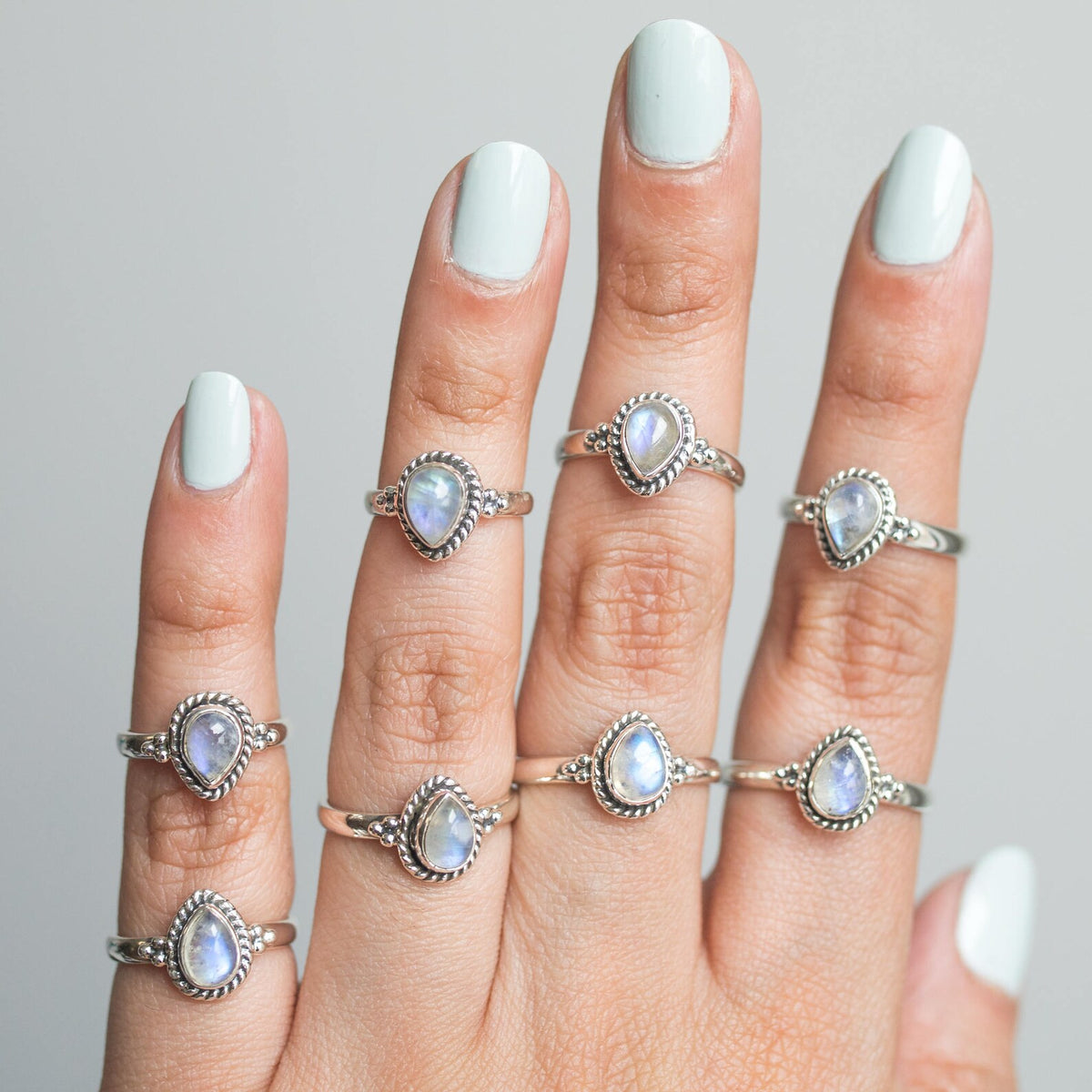 Moonstone Boho Rings, Teardrop Stone Ring