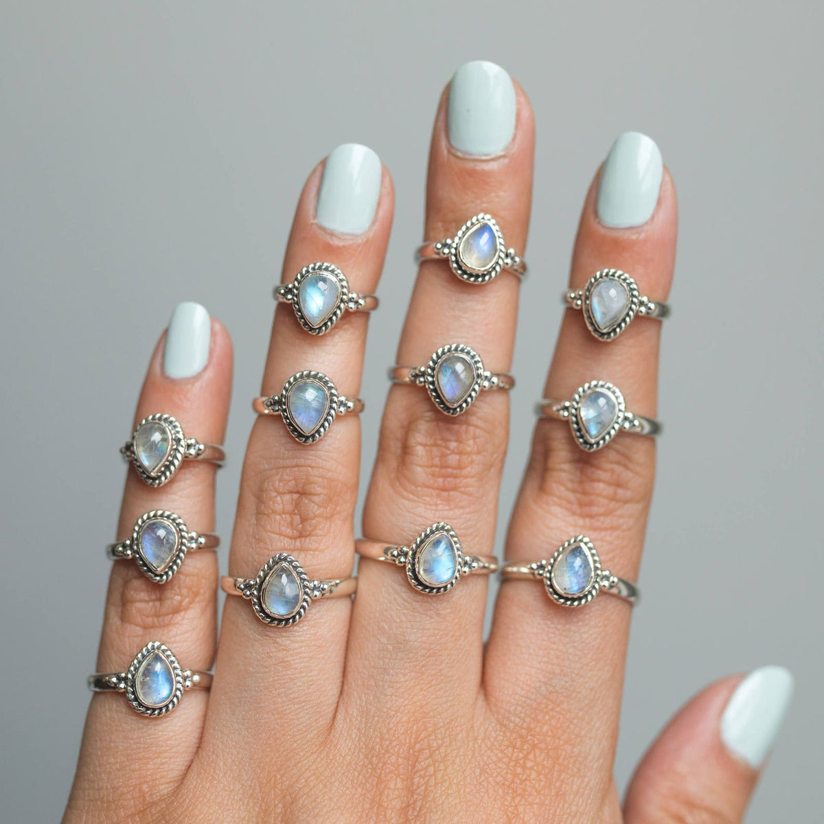Moonstone Boho Rings, Teardrop Stone Ring