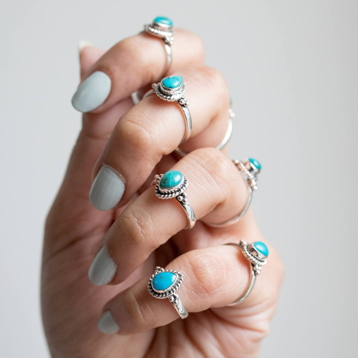 Pear Turquoise Ring, Natural Stone Ring