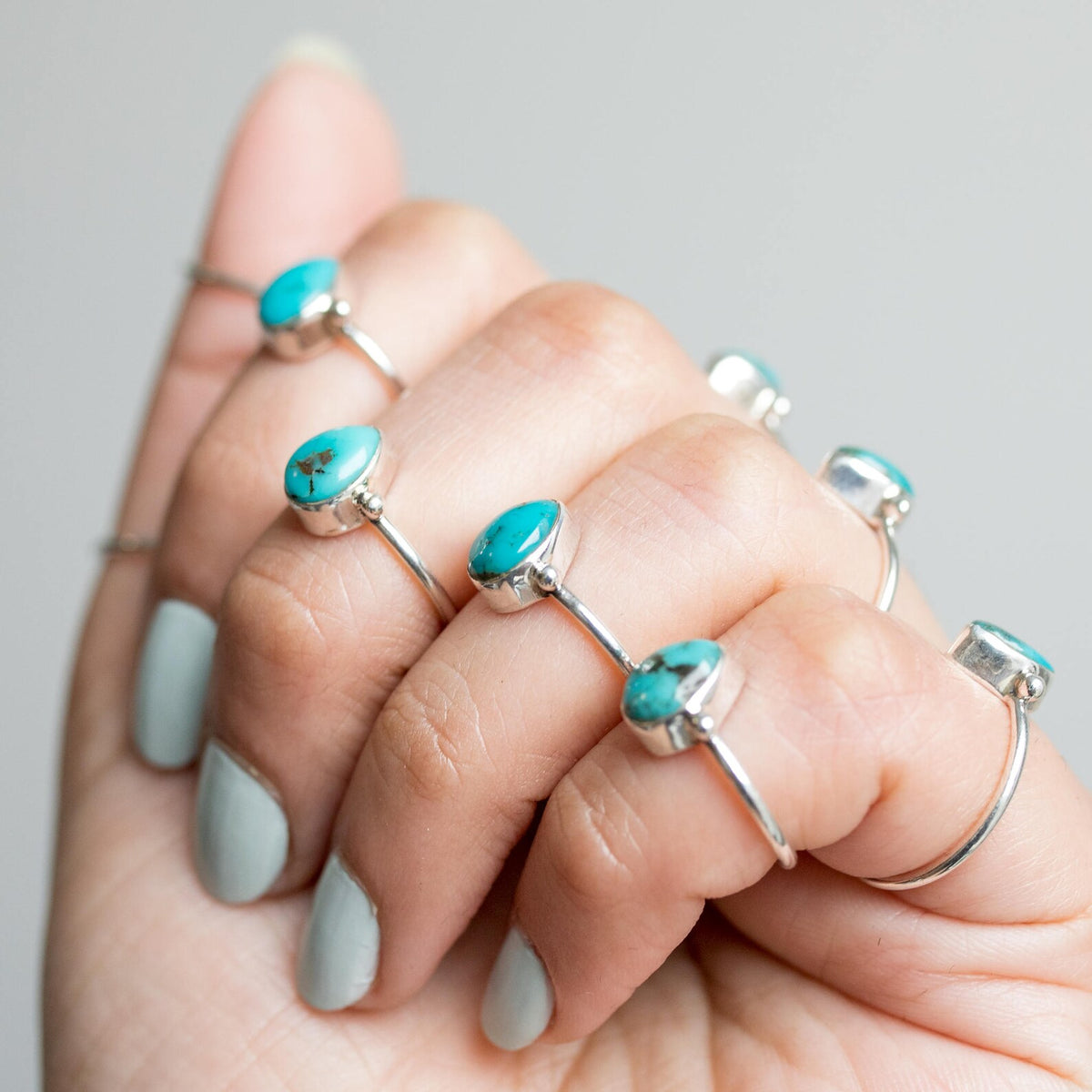 Pear Turquoise Ring, Minimalist Silver Ring