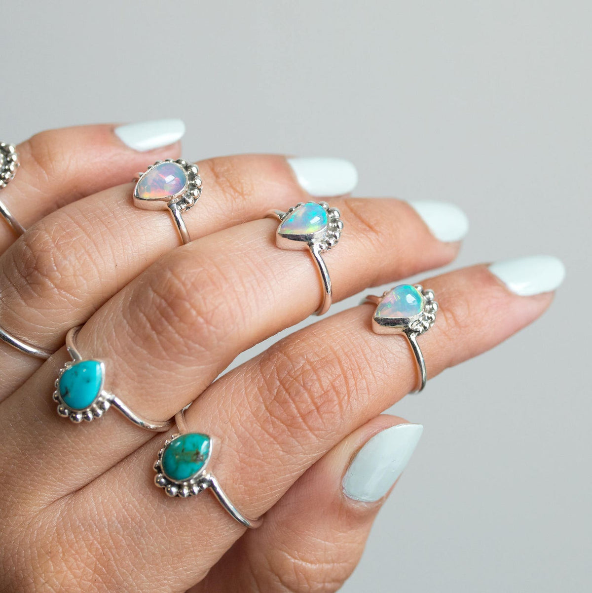 Pear Turquoise Ring, Unique Sterling Ring
