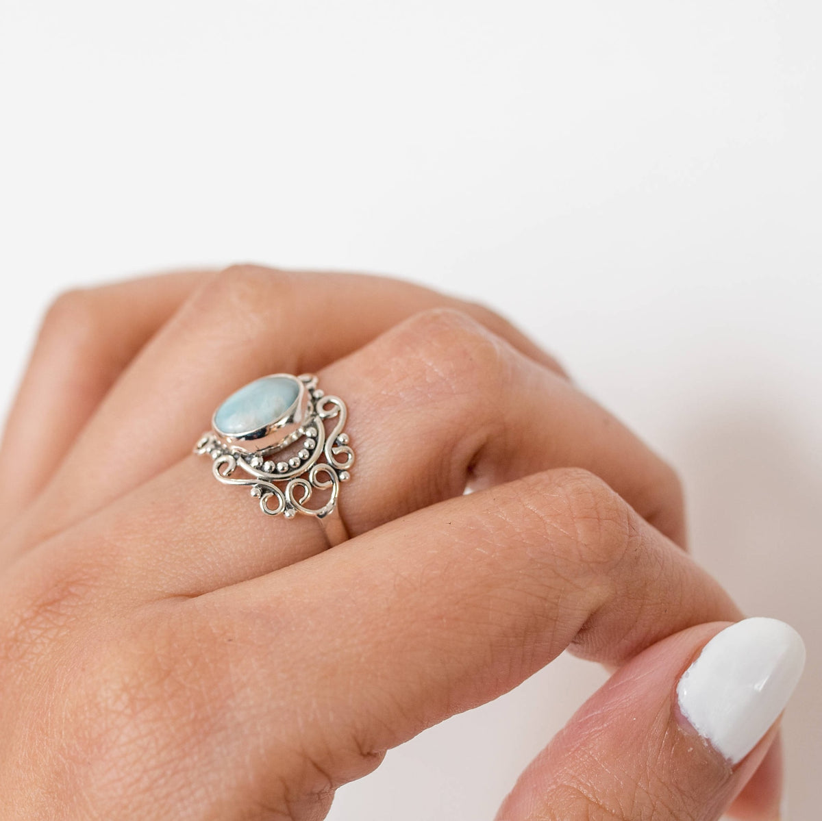 Larimar Gemstone Ring, Larimar Jewelry, Boho Ring