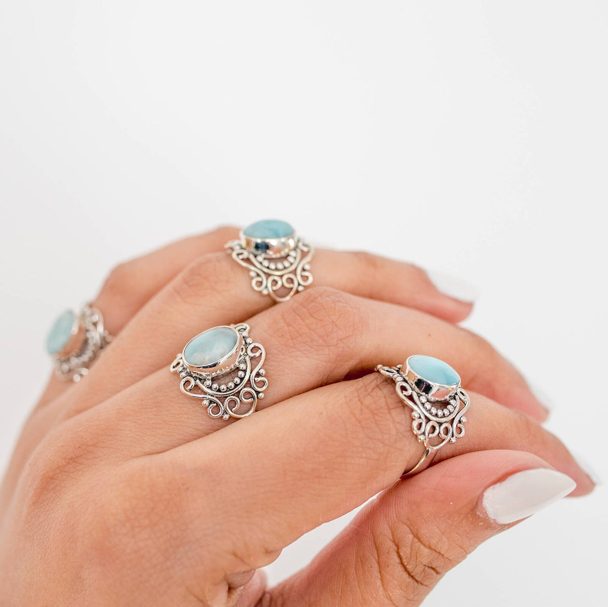 Larimar Gemstone Ring, Larimar Jewelry, Boho Ring