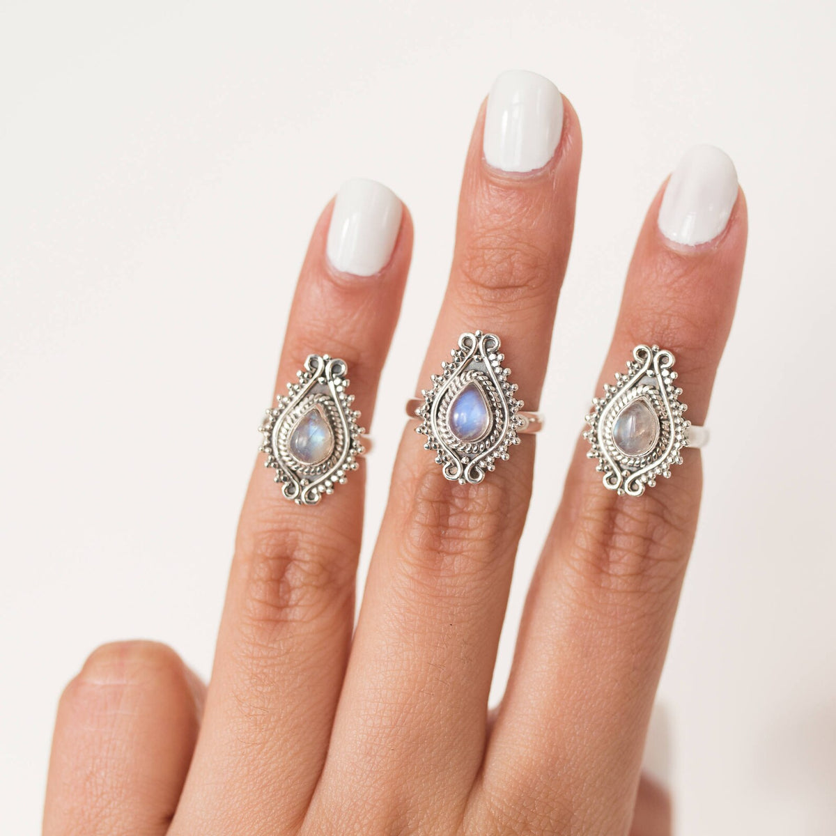 Pear Moonstone Ring, Real Silver Ring