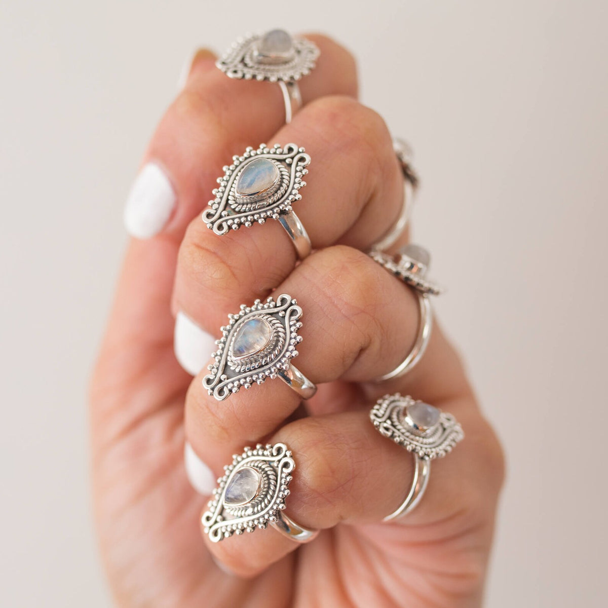 Pear Moonstone Ring, Real Silver Ring