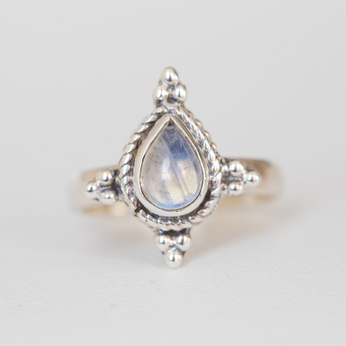 Moonstone Ring Sterling Silver, Pear Moonstone Ring