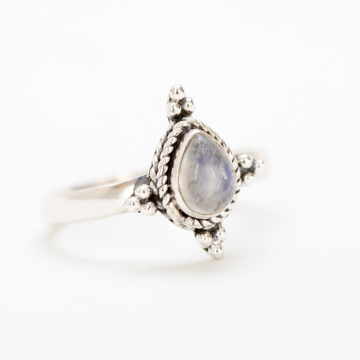 Moonstone Ring Sterling Silver, Pear Moonstone Ring