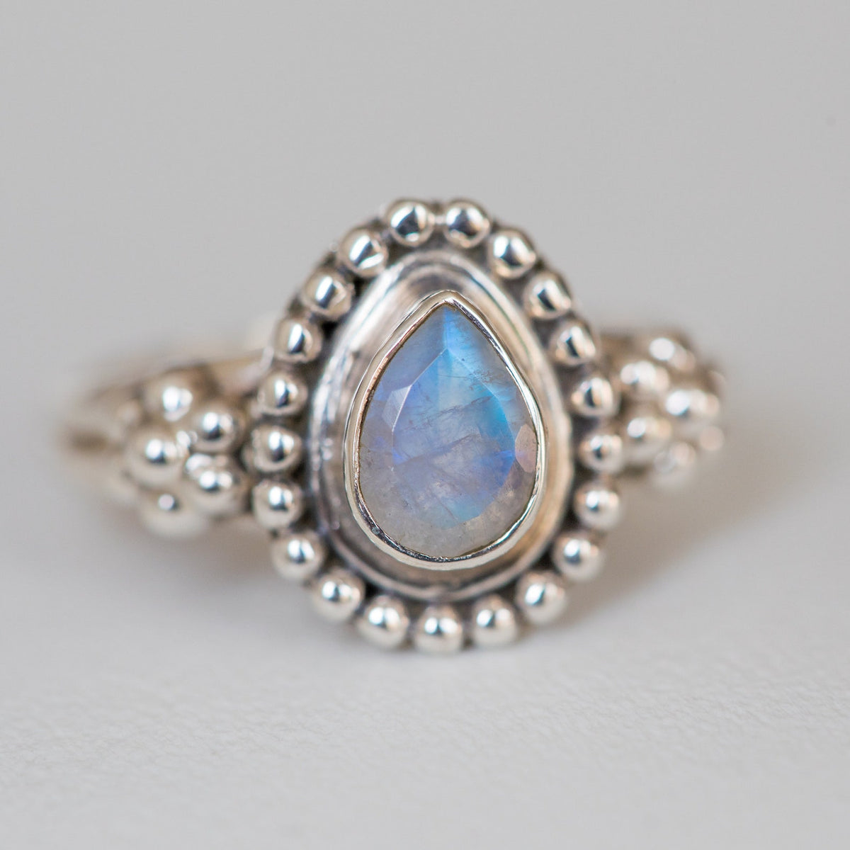 Faceted Moonstone Ring, Cut Moonstone Ring