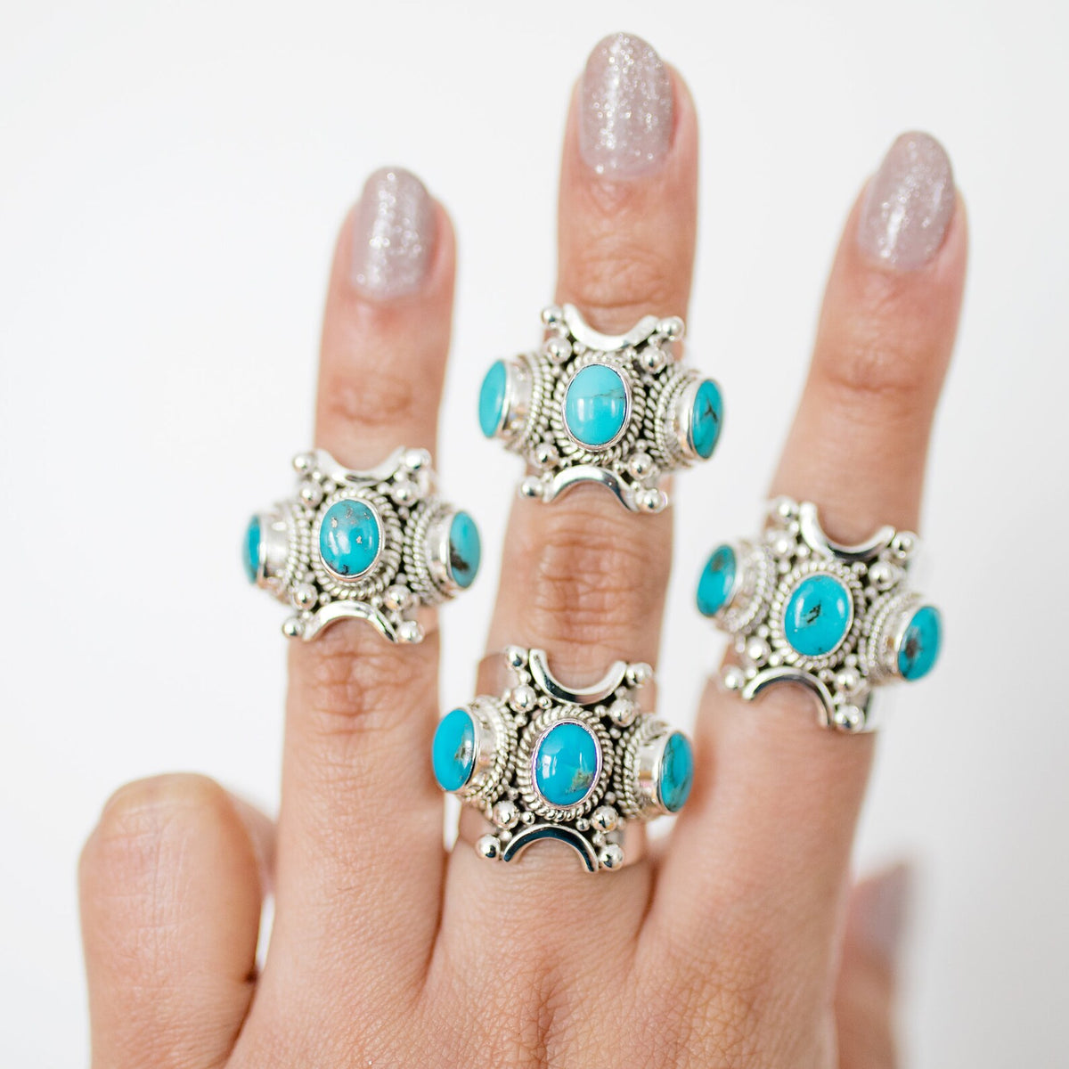 Blue Turquoise Ring, Boho Chic Rings