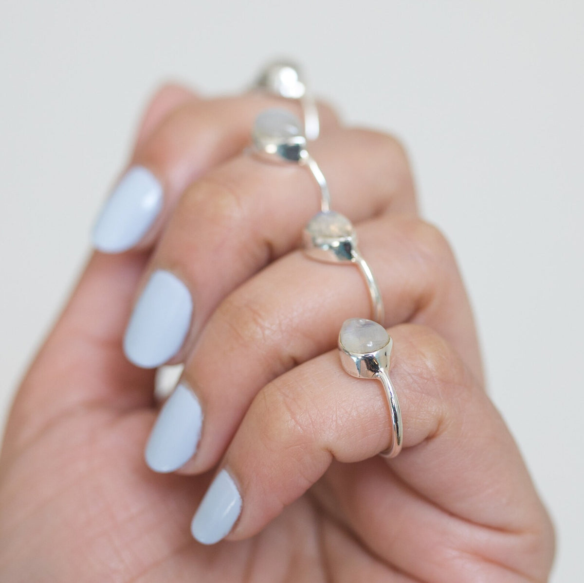 Moonstone Promise Ring, Silver Minimalist Ring