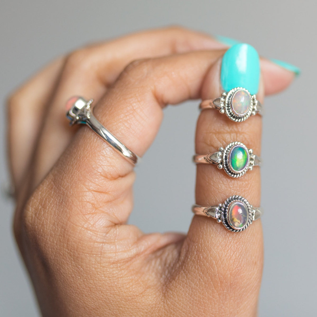 Opal Promise Ring, Opal Heart Ring
