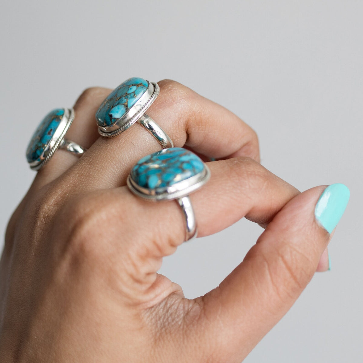 Chunky Turquoise Ring, Copper Turquoise Jewelry
