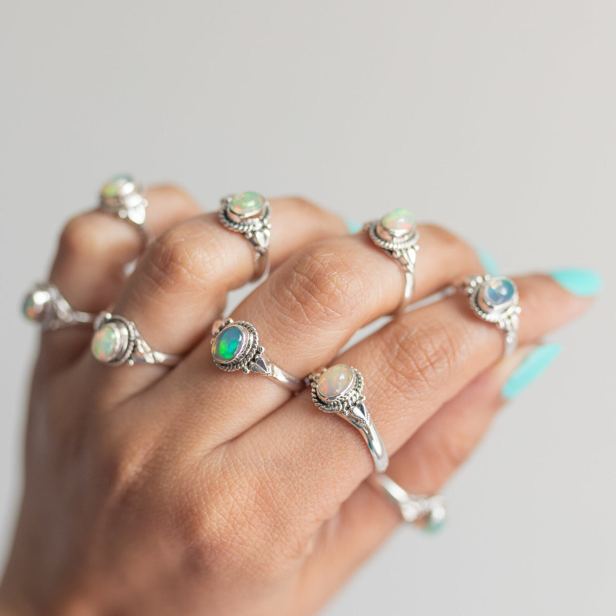 Opal Promise Ring, Opal Heart Ring