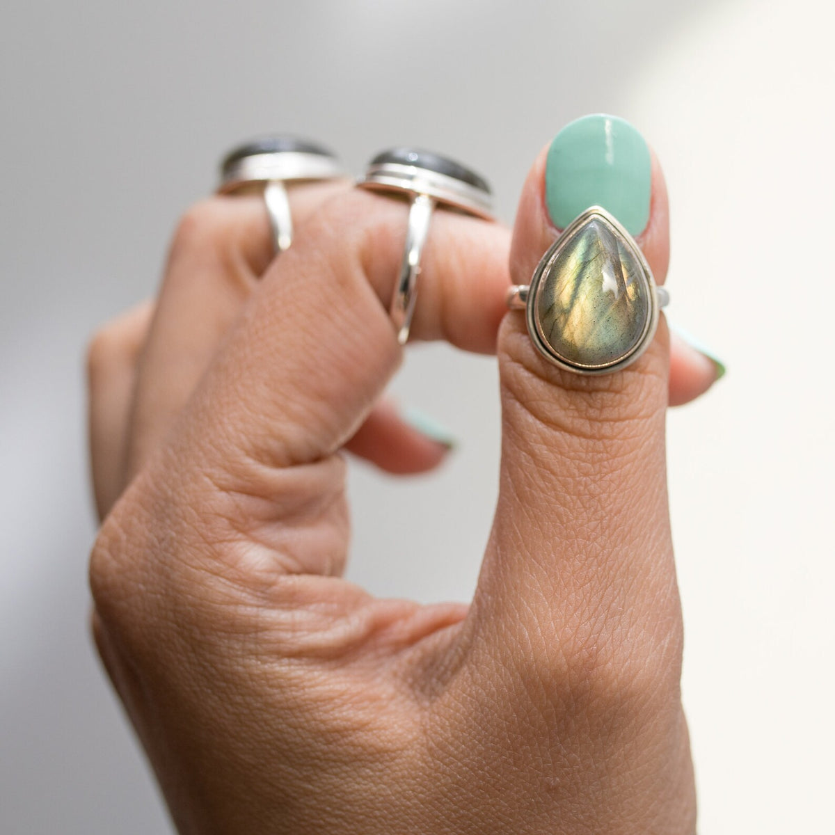 Pear Labradorite Ring, Statement Ring