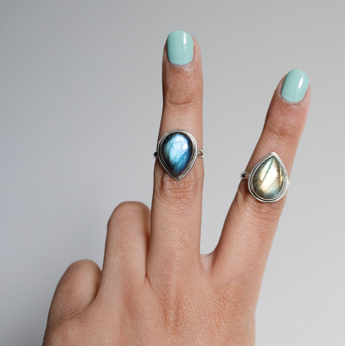 Pear Labradorite Ring, Statement Ring