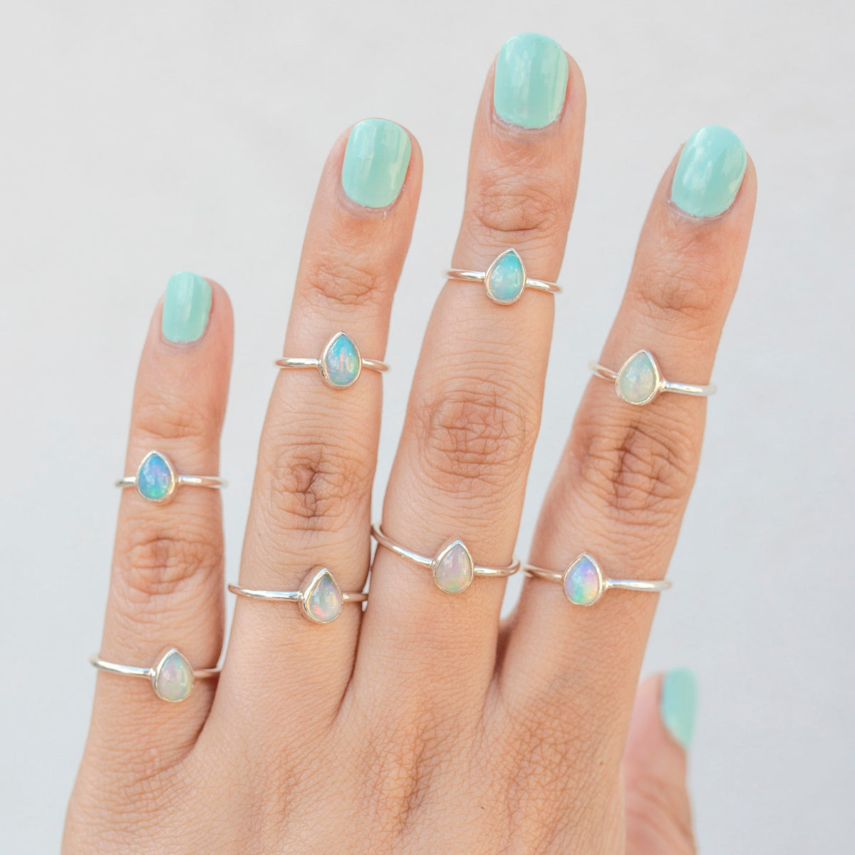 Opal Minimalist Ring, Dainty Opal Ring, Delicate Silver Ring, October Birthstone Ring