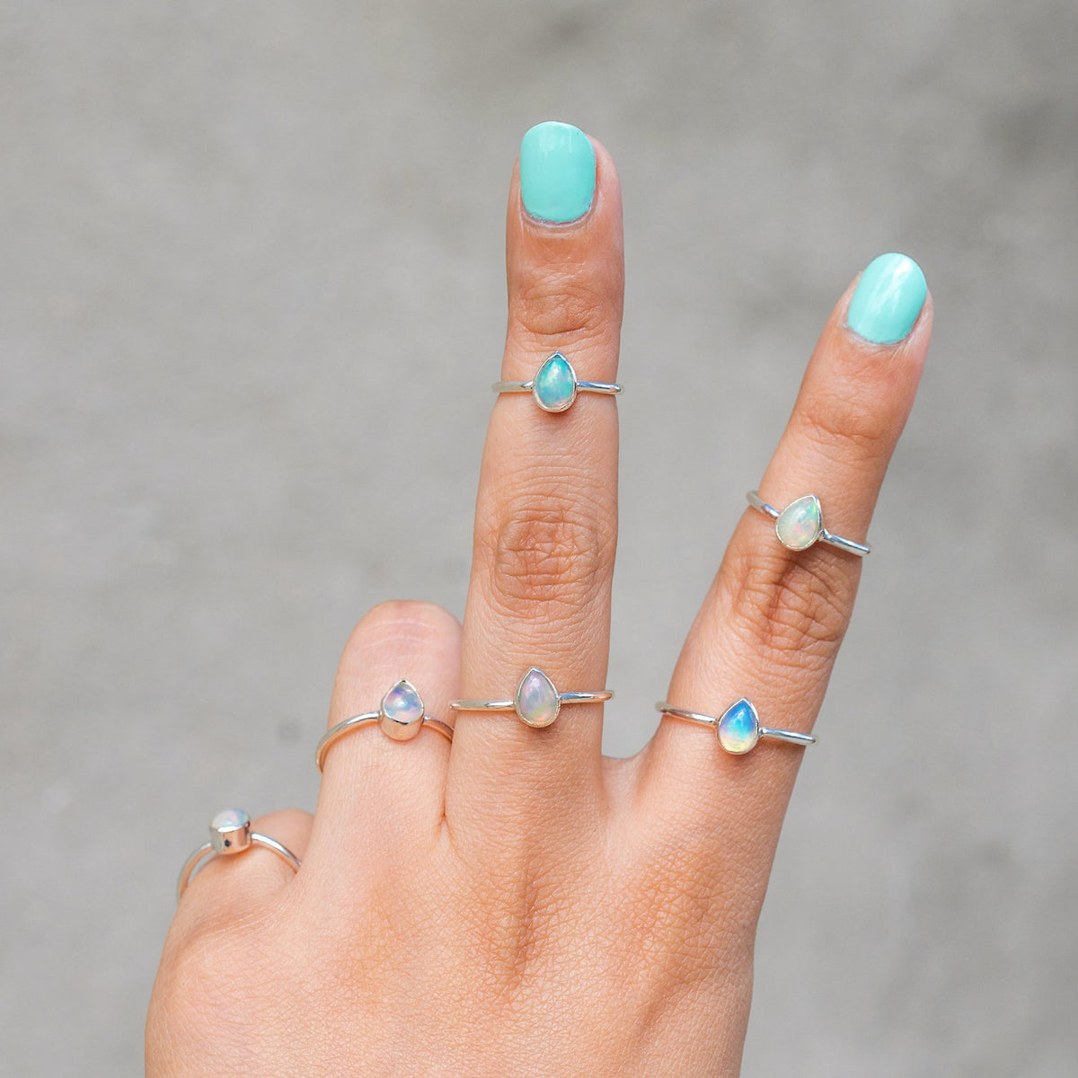 Opal Minimalist Ring, Dainty Opal Ring, Delicate Silver Ring, October Birthstone Ring