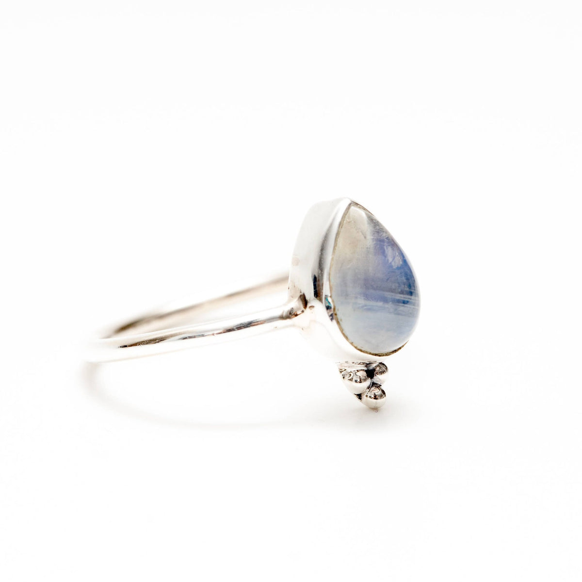 Blue Moonstone Stack Ring, Silver Promise Ring