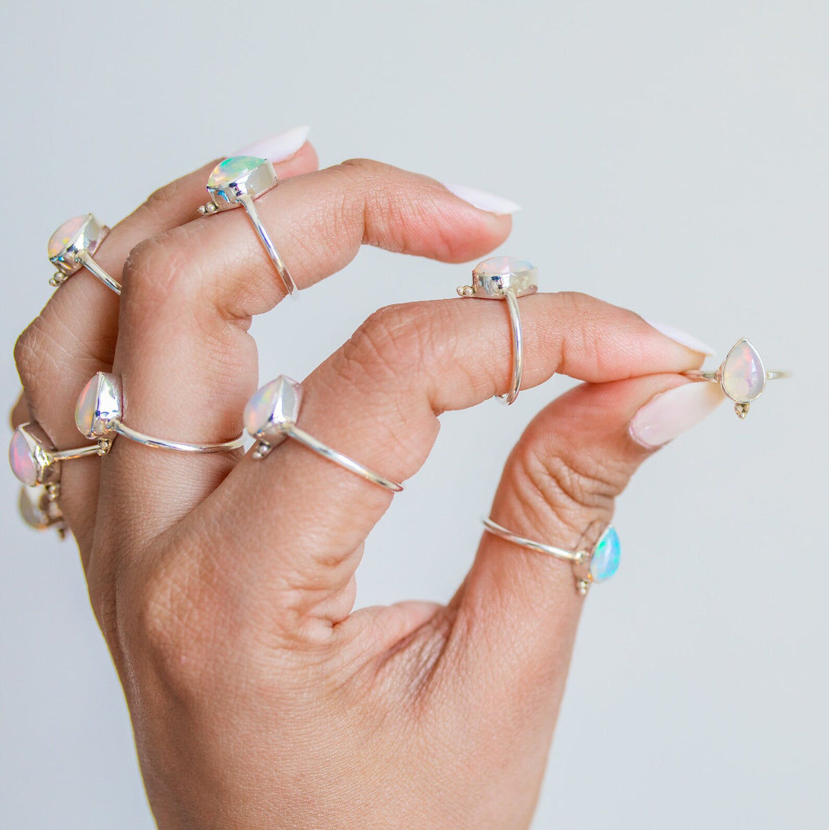 Pear Opal Ring, Opal Birthstone Ring