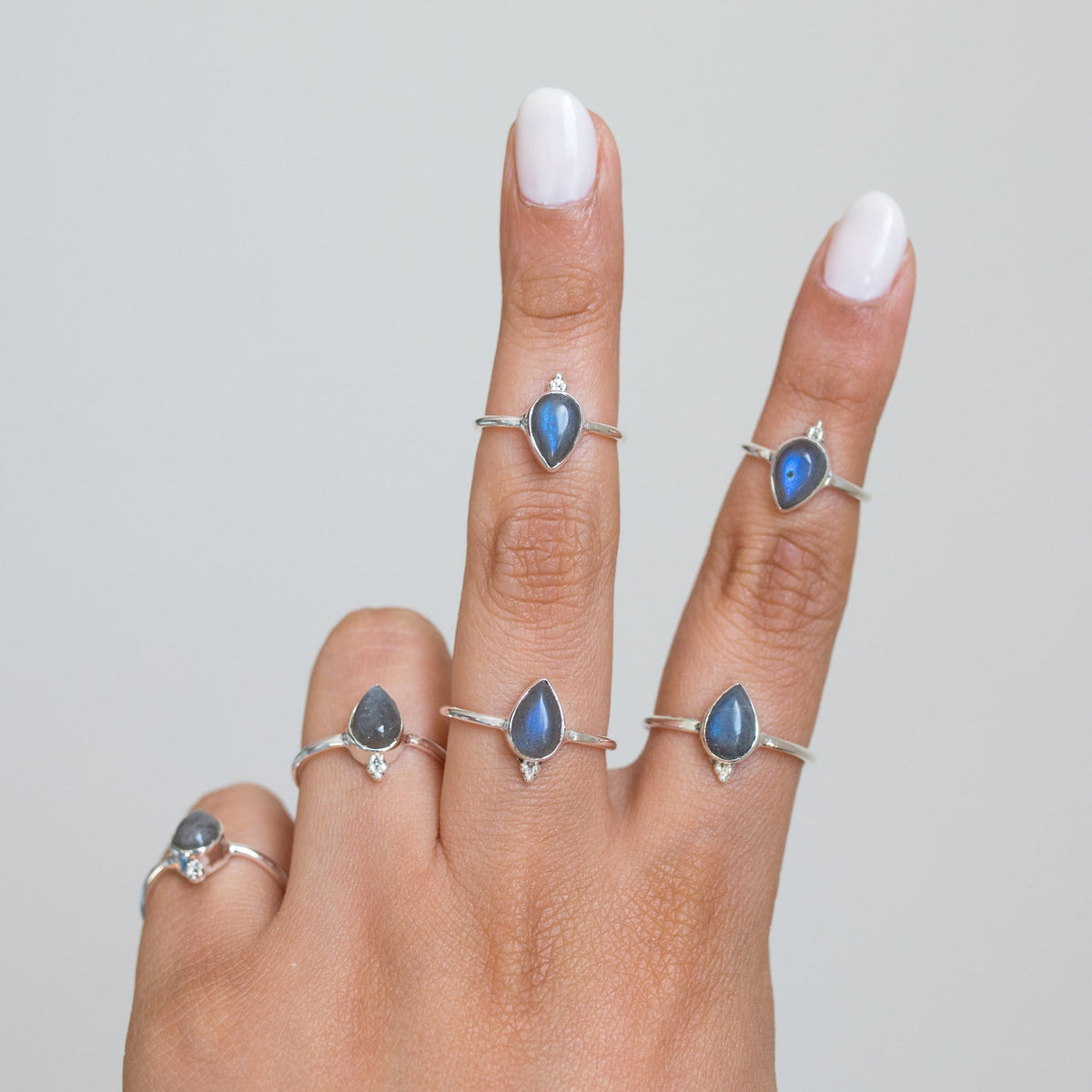 Pear Labradorite Ring, Minimalist 925 Ring